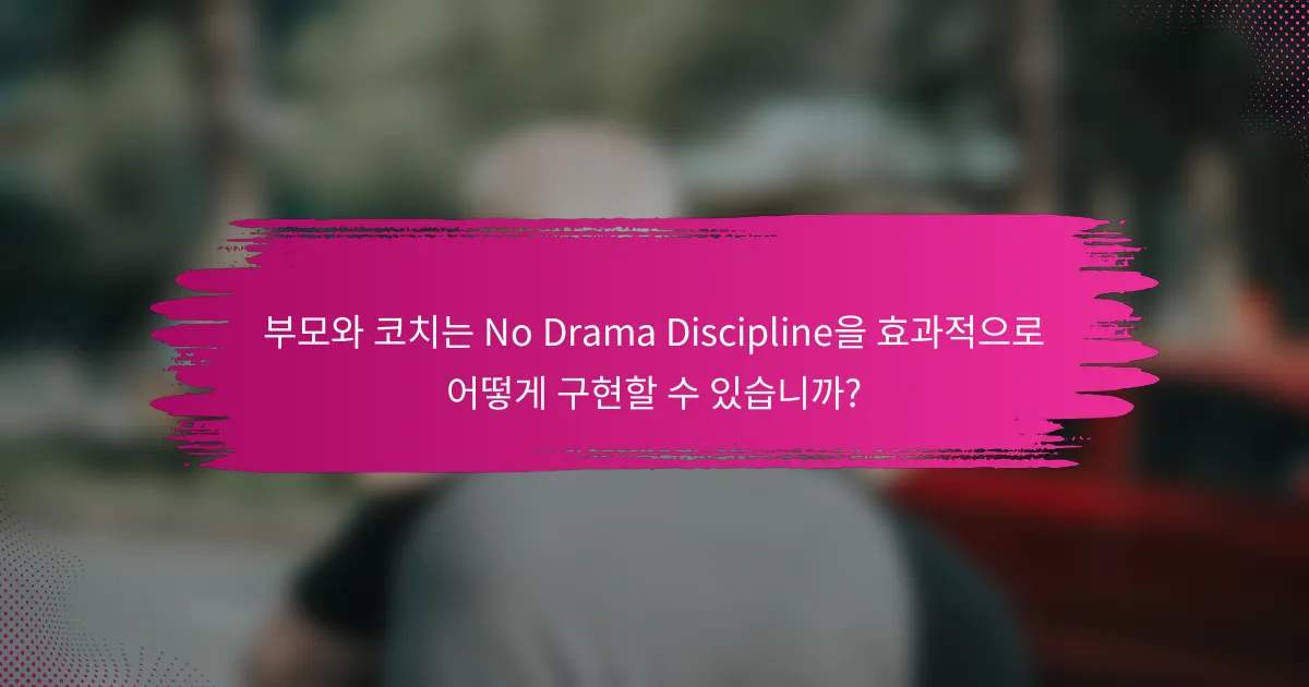 부모와 코치는 No Drama Discipline을 효과적으로 어떻게 구현할 수 있습니까?