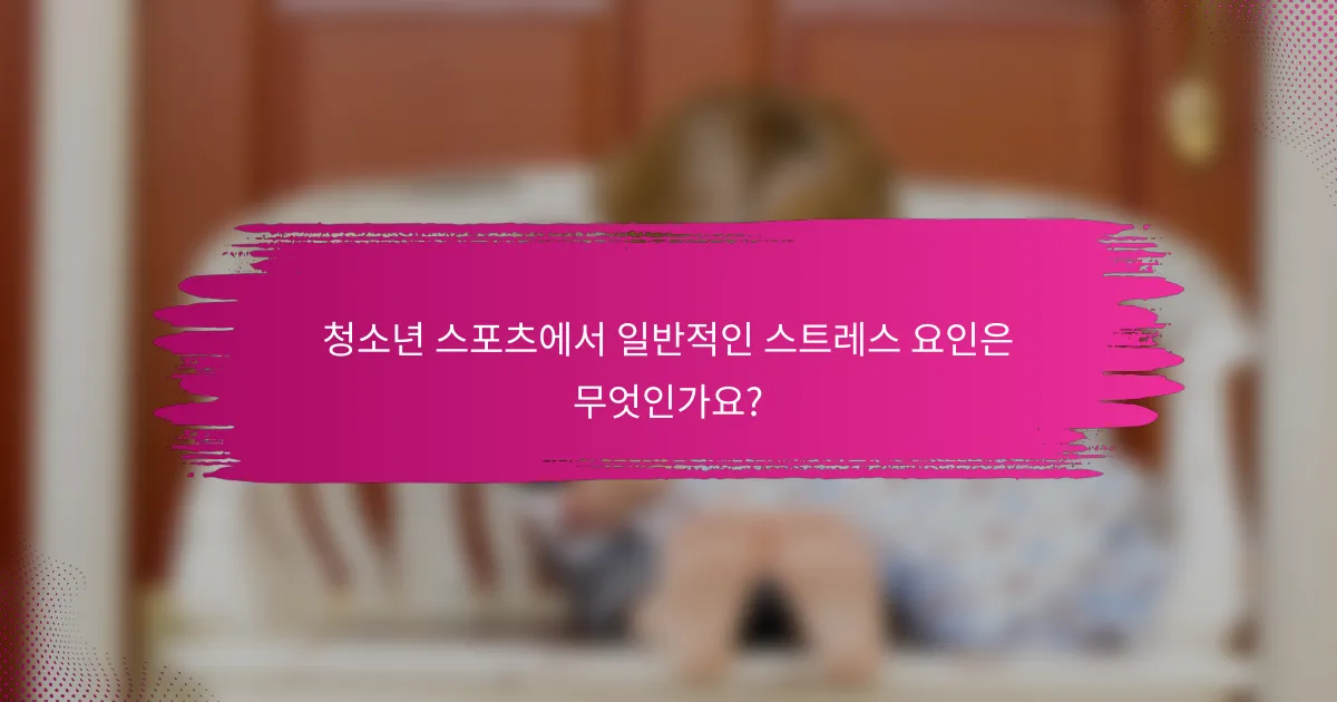 청소년 스포츠에서 일반적인 스트레스 요인은 무엇인가요?