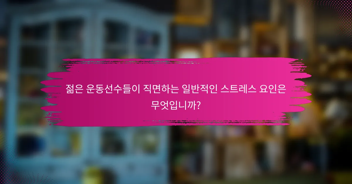 젊은 운동선수들이 직면하는 일반적인 스트레스 요인은 무엇입니까?