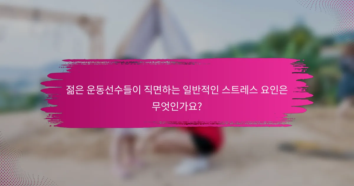 젊은 운동선수들이 직면하는 일반적인 스트레스 요인은 무엇인가요?