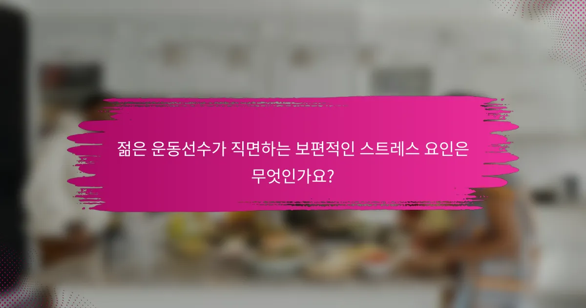 젊은 운동선수가 직면하는 보편적인 스트레스 요인은 무엇인가요?