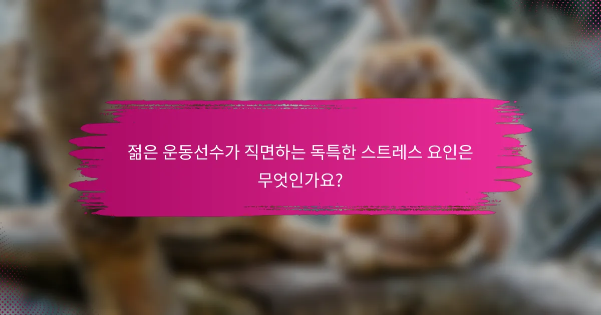 젊은 운동선수가 직면하는 독특한 스트레스 요인은 무엇인가요?