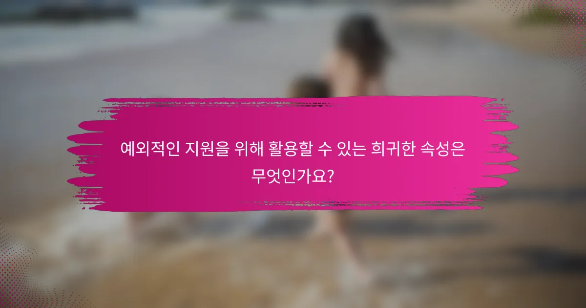 예외적인 지원을 위해 활용할 수 있는 희귀한 속성은 무엇인가요?